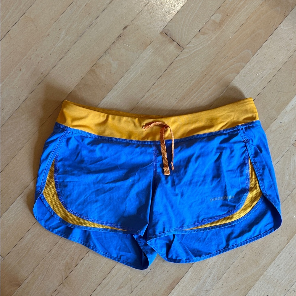 Patagonia Athletic Shorts in Blue and Yellow